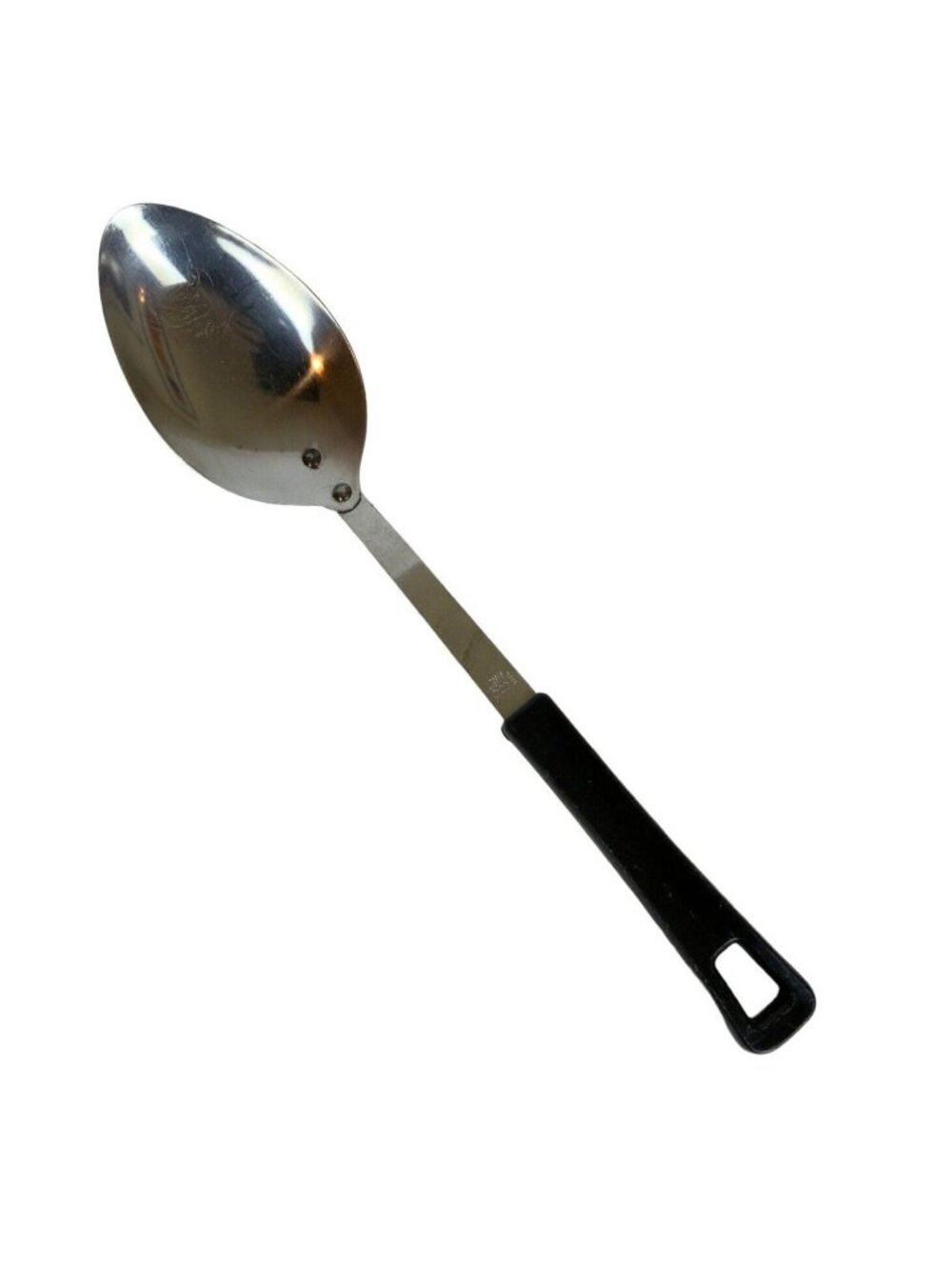Ekco Stainless Steel Cooking Serving Solid Spoon Black Nylon Handle Japan Vintag